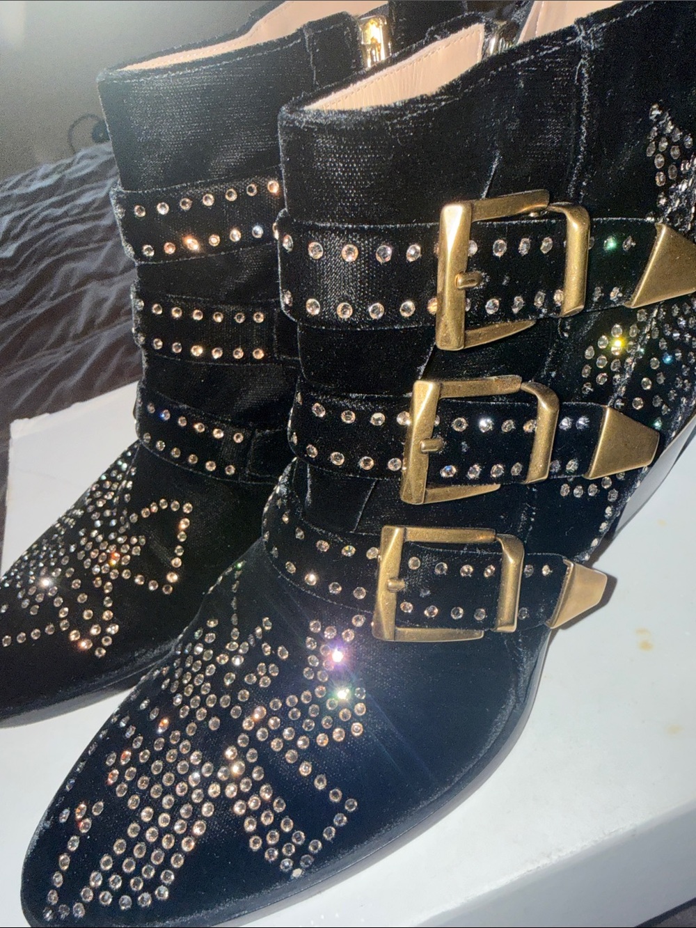 Authentic Chloe Suzanna Black Studded Suede Ankle Boots size 37.5 women’s 7.5 - Picture 16 of 16